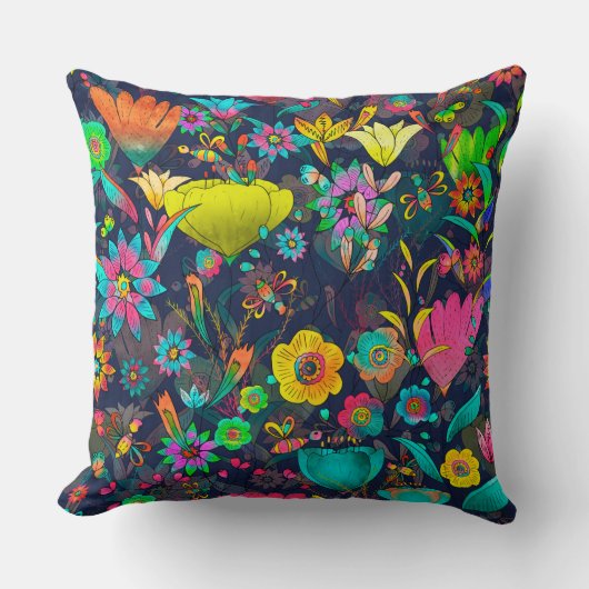 Colorful botanical pattern kussen (Voorkant)