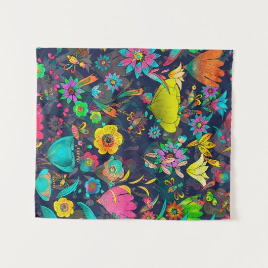 Colorful botanical pattern wandkleed (Voorkant (horizontaal))