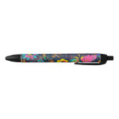 Colorful botanical pattern zwarte inkt pen (Bodem)