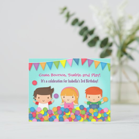 Colorful Bounce Gym Kids Birthday Party Kaart (Staand voorkant)