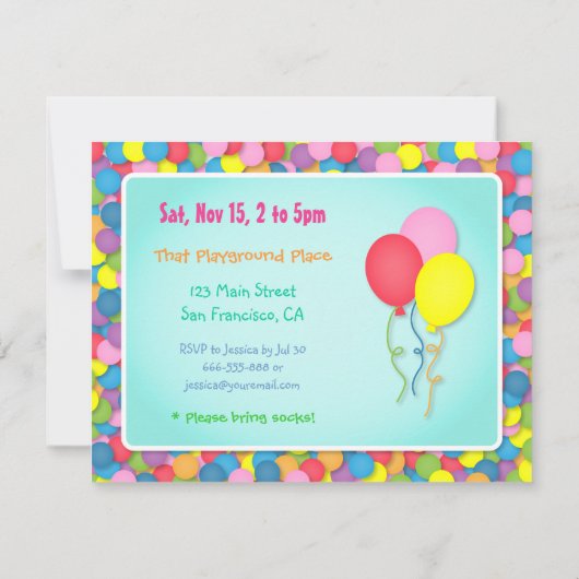 Colorful Bounce Gym Kids Birthday Party Kaart (Achterkant)