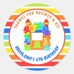 Colorful Bounce House Party Ronde Sticker