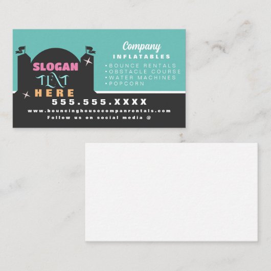 Colorful Bouncy House Party Carnival Rentals Visitekaartje (Voorkant / Achterkant)