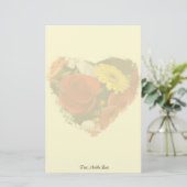 Colorful Bouquet Grunge Heart Background Briefpapier (Staand voorkant)