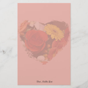 Colorful Bouquet Grunge Heart Floral Briefpapier