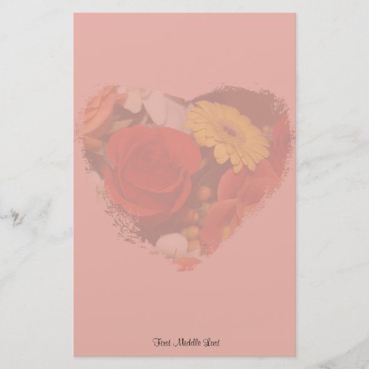 Colorful Bouquet Grunge Heart Floral Briefpapier (Voorkant)