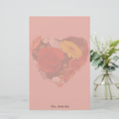 Colorful Bouquet Grunge Heart Floral Briefpapier (Staand voorkant)