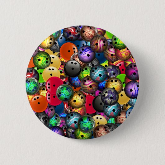 Colorful Bowling Balls Collage Ronde Button 5,7 Cm (Voorkant)
