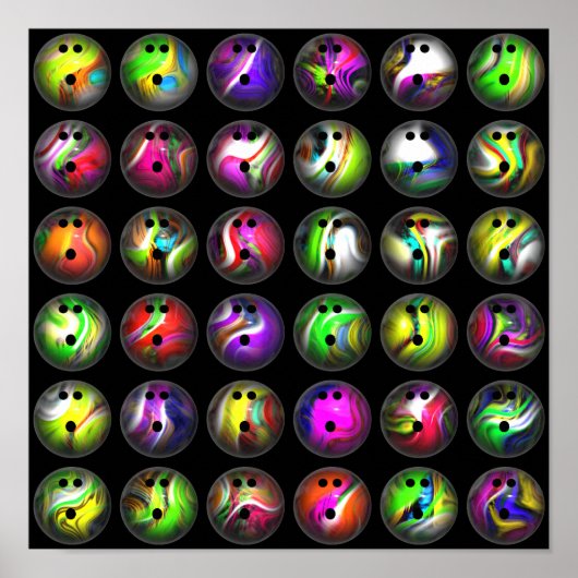 Colorful Bowling Balls Poster (Voorkant)