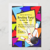 Colorful Bowling Invitation Kaart (Voorkant)