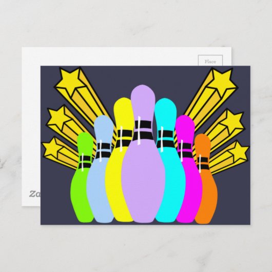 Colorful Bowling Pins Briefkaart (Voorkant / Achterkant)