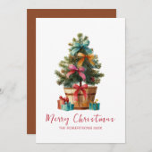 Colorful Bows Christmas Tree Rustic Feestdagenkaart (Voorkant / Achterkant)