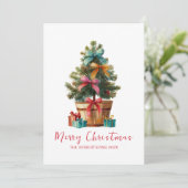 Colorful Bows Rustic Christmas Tree Card Feestdagenkaart (Staand voorkant)