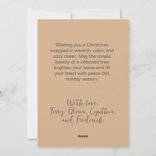 Colorful Bows Rustic Christmas Tree  Feestdagenkaart (Achterkant)