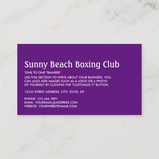 Colorful Boxing Match, Boxer, Boxing Trainer Visitekaartje (Achterkant)