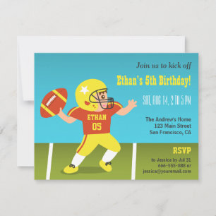 Colorful Boy Football Birthday Party Invitations Kaart