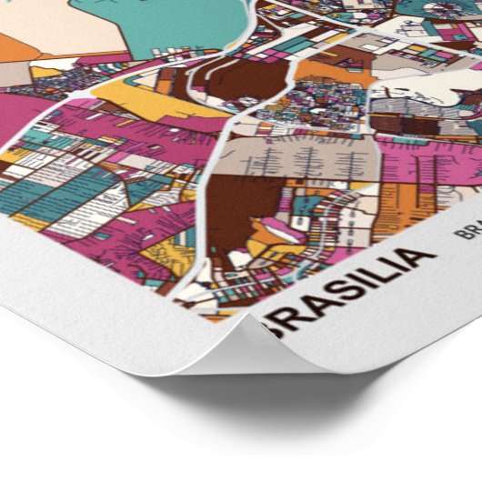 Colorful Brasilia Map Poster (Hoek)