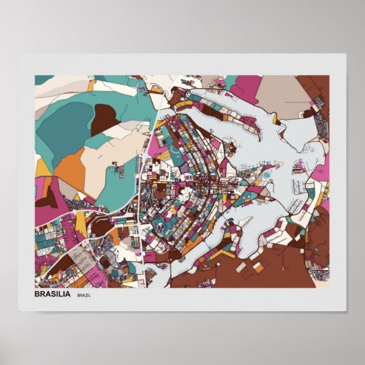 Colorful Brasilia Map Poster (Voorkant)