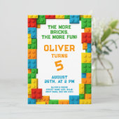 Colorful Brick Party for Kids Birthday Kaart (Staand voorkant)