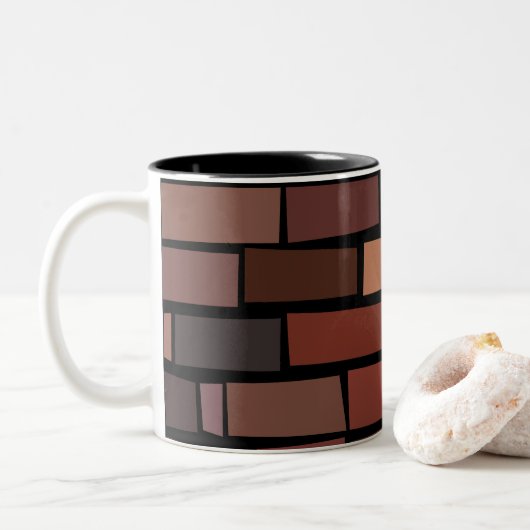 Colorful Brick Wall Tweekleurige Koffiemok (Met donut)