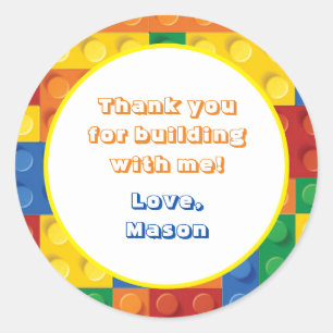 Colorful Bricks Building Blocks Birthday Favor Ronde Sticker