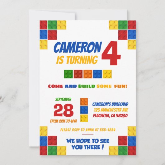 Colorful Bricks Building Blocks Birthday Kaart (Voorkant)