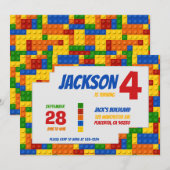 Colorful Bricks Building Blocks Birthday Kaart (Voorkant / Achterkant)