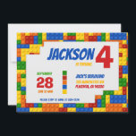 Colorful Bricks Building Blocks Birthday Kaart<br><div class="desc">Colorful Bricks Building Blocks Thécht Birthday party! U kunt kleuren en stijlen van doopvonten veranderen. Het komt in een editable tekstformaat dat door u kan worden gepersonaliseerd, die het voor om het even welke gebeurtenis, zoals verjaardagen, algemene partijen, douches, enz. geschikt maakt. Een achterkant die de sjabloon aanpast is inbegrepen...</div>