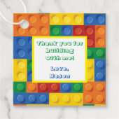Colorful Bricks Building Blocks Birthday Party Bedankjes Labels (Voorkant)