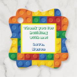 Colorful Bricks Building Blocks Birthday Party Bedankjes Labels