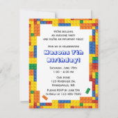 Colorful Bricks Building Blocks Birthday Party Kaart (Voorkant)