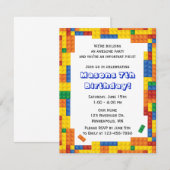 Colorful Bricks Building Blocks Birthday Party Kaart (Voorkant / Achterkant)