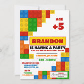 Colorful Bricks Building Blocks Birthday Party Kaart (Voorkant)