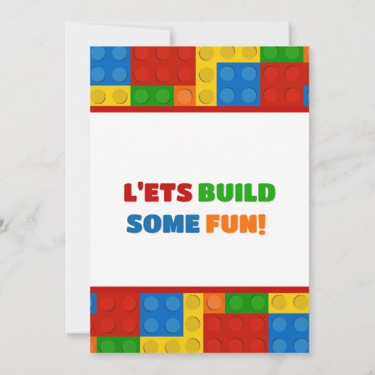 Colorful Bricks Building Blocks Birthday Party Kaart (Achterkant)