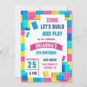 Colorful Bricks Building Blocks Birthday Party Kaart (Voorkant)