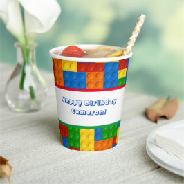 Colorful Bricks Building Blocks Birthday Party Papieren Bekers