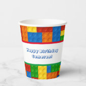 Colorful Bricks Building Blocks Birthday Party Papieren Bekers (Voorkant)
