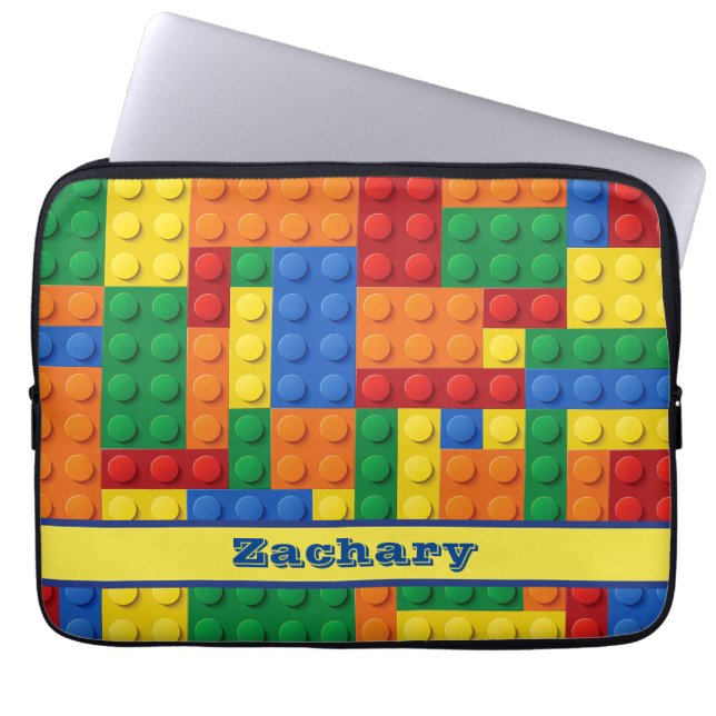 Colorful Bricks Building Blocks | Gepersonaliseerd Laptop Sleeve (Voorkant)