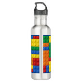 Colorful Bricks Building Blocks | Gepersonaliseerd Waterfles (Achterkant)