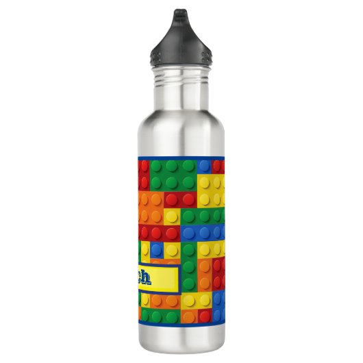 Colorful Bricks Building Blocks | Gepersonaliseerd Waterfles (Rechts)
