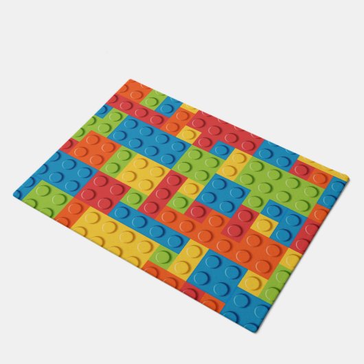Colorful bricks kids pattern deurmat (Schuin)