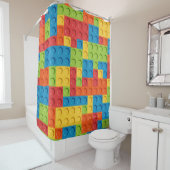 Colorful bricks kids pattern douchegordijn (In situ)