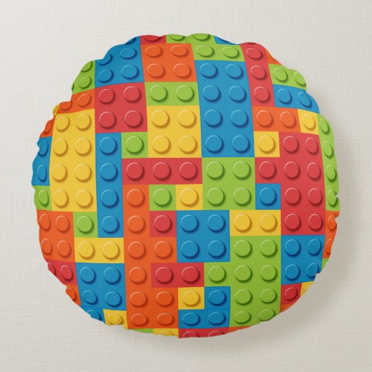 colorful bricks kids pattern rond kussen (Voorkant)
