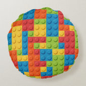 colorful bricks kids pattern rond kussen (Achterkant)