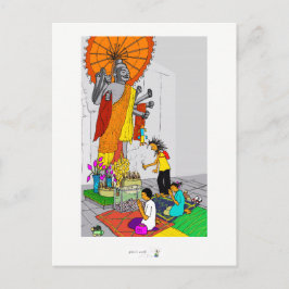 Colorful briefkaart boeddhistische tempel Cambodja