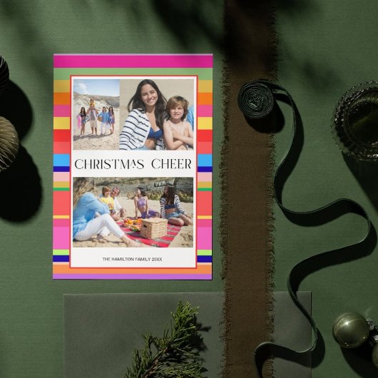 Colorful Bright 4 photo Modern Christmas Feestdagenkaart