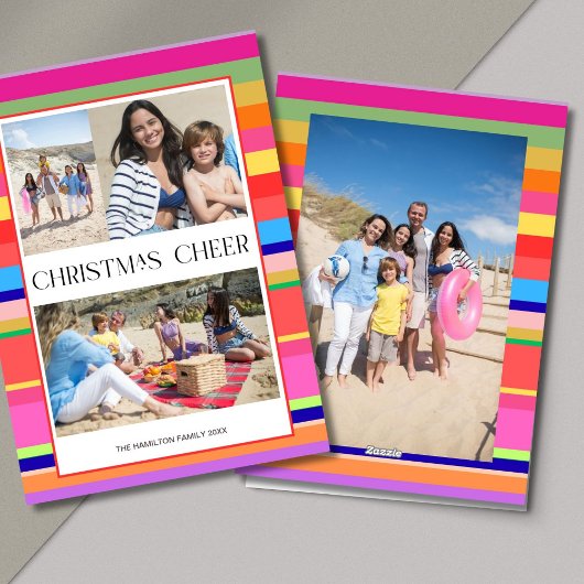 Colorful Bright 4 photo Modern Christmas  Feestdagenkaart