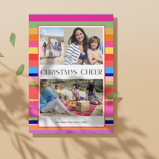 Colorful Bright 4 photo Modern Christmas  Feestdagenkaart