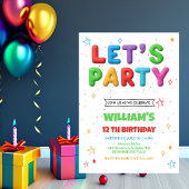 Colorful Bright Birthday Party Invitation Kaart