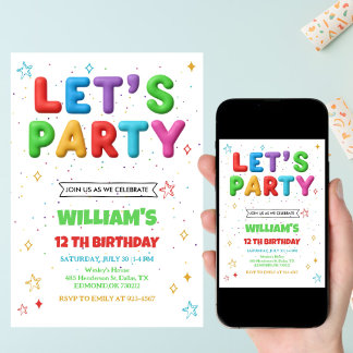 Colorful Bright Birthday Party Invitation Kaart